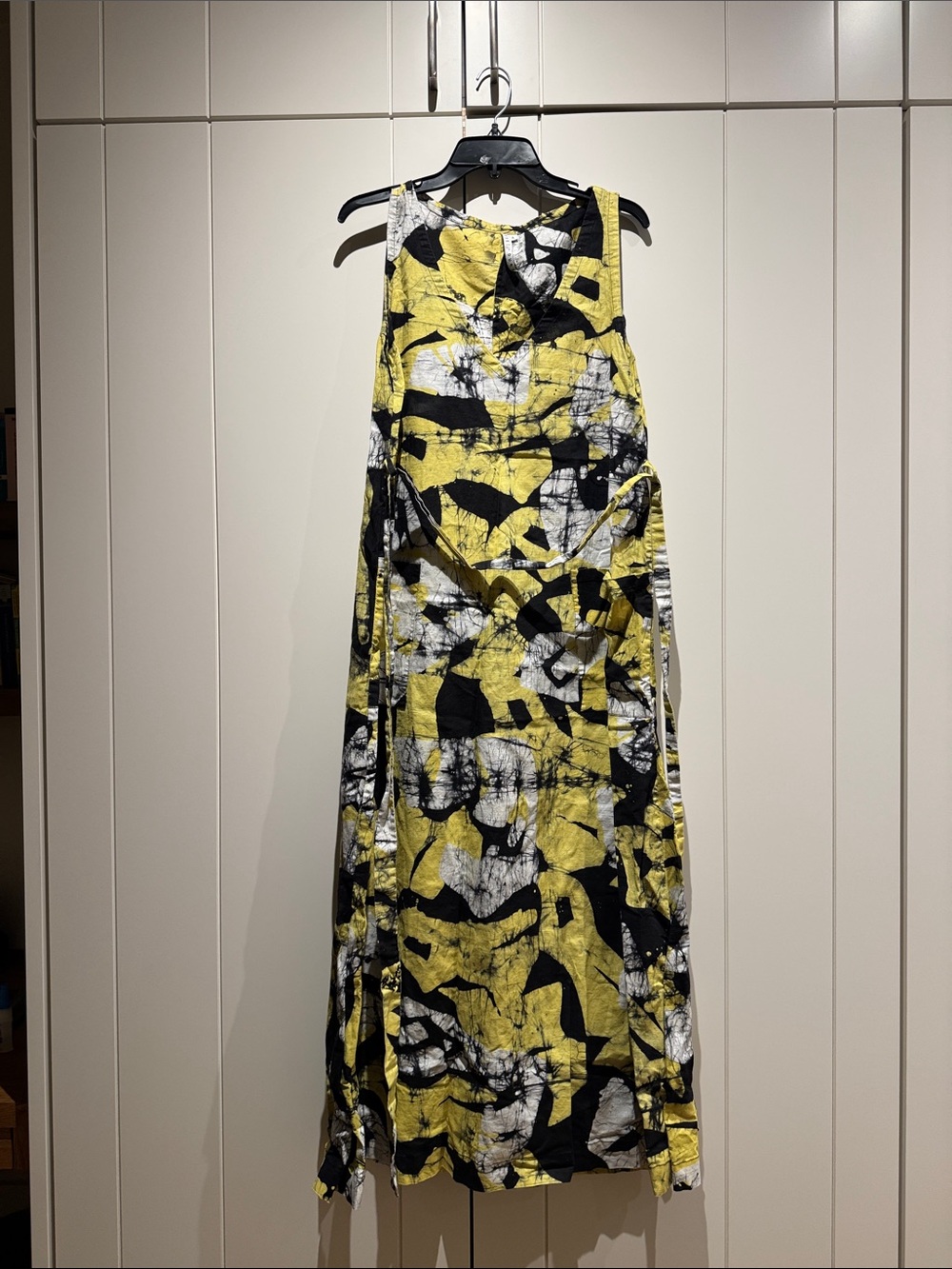 Yellow Black Abstract Print Maxi Dress - osei duro